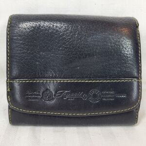 Fossil Black Leather WALLET Snaps Zipper Coin Purse Cards ID 4.5x4 Pebbled